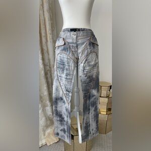 Roberto Cavalli Jeans 40 Sculptural Denim tie Dye Y2K Vintage Britney Spears